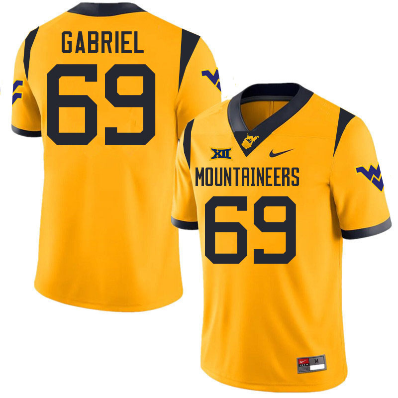 Nate Gabriel WVU Jersey,West Virginia Mountaineers #69 Nate Gabriel Jersey Youth College-Gold